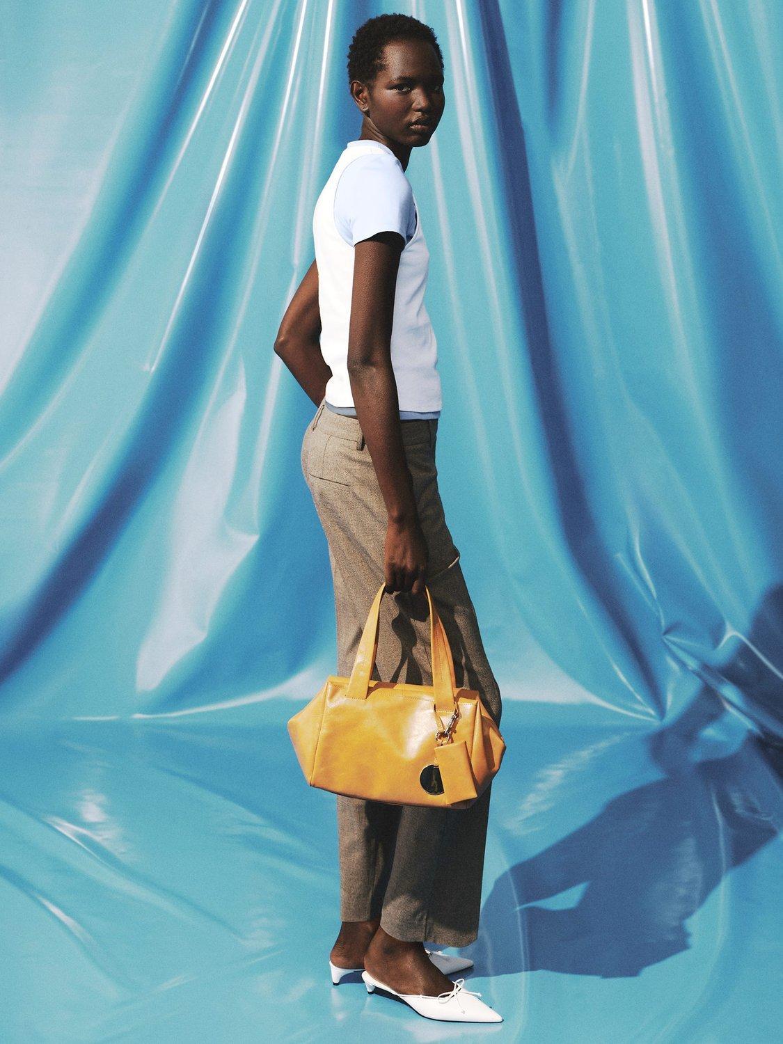 Product image 6 of 7, which shows Mango Coren Cotton Short Sleeve Round Neck T-Shirt, Pastel Blue, L