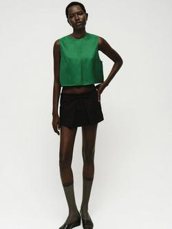 Mango Otero Linen Blend Buttoned Sleeveless Top, Bright Green