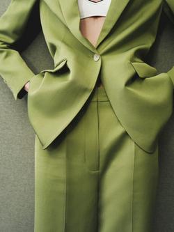 Mango Apple Straight Tailored Trousers, Bright Green - view 2, Bright Green