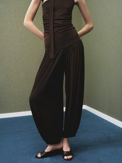 Mango Dina Balloon Style Elastic Waist Trousers, Brown