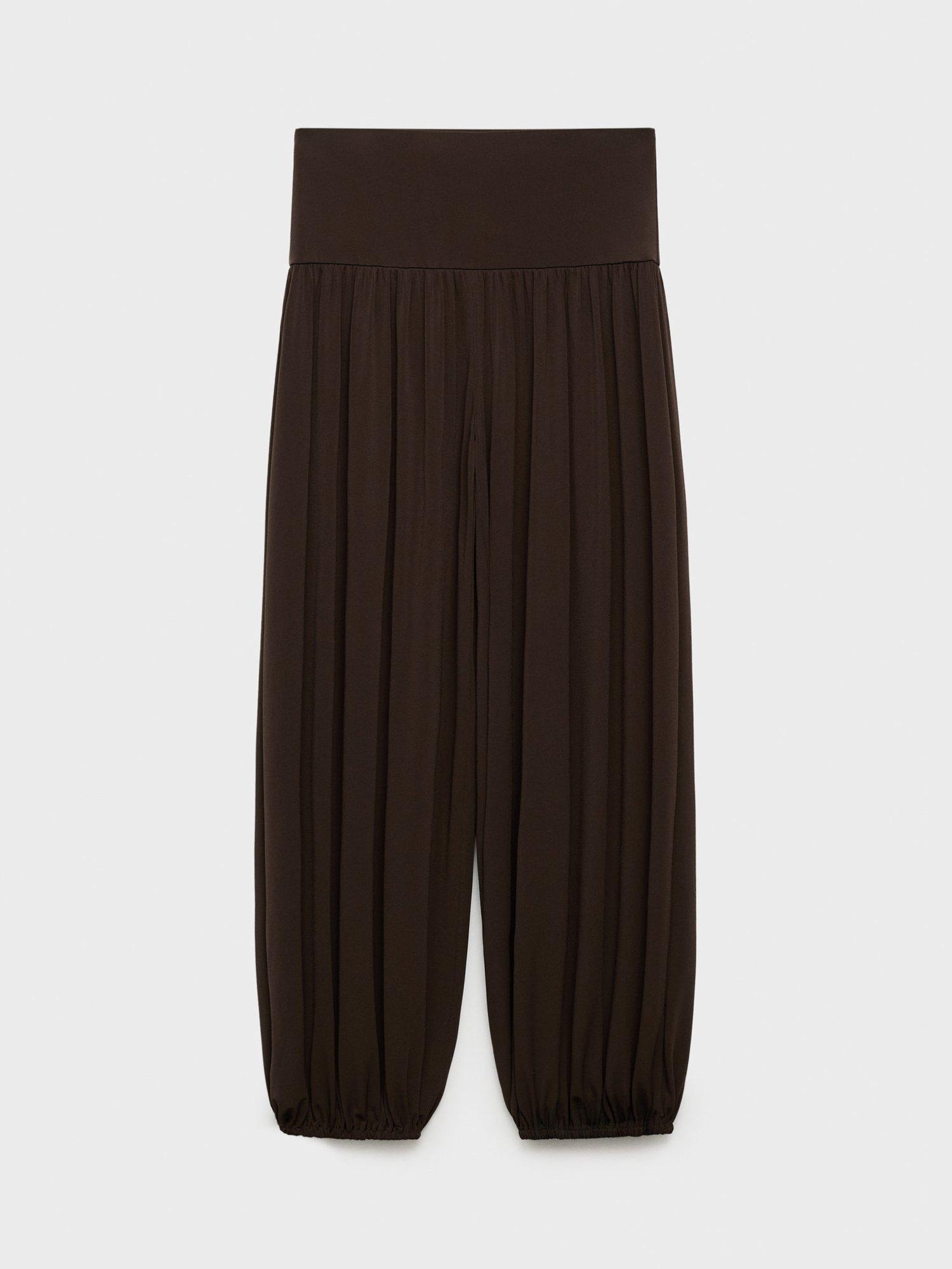 Product image 3 of 6, which shows Mango Dina Balloon Style Elastic Waist Trousers, Brown, S