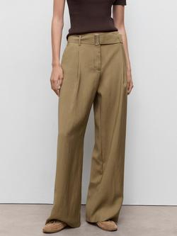 Mango Lirica Paperbag Waist Tailored Trousers, Olive Green