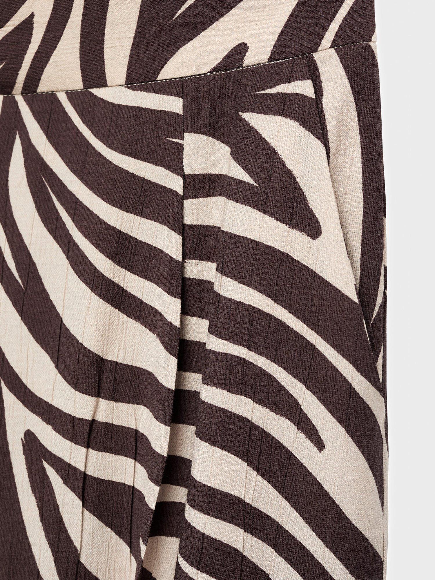 Product image 5 of 8, which shows Mango Nikita Zebra Print Trousers, Black/Brown, 10