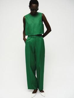 Mango Otero Satin Finish Trousers, Bright Green - view 2, Bright Green