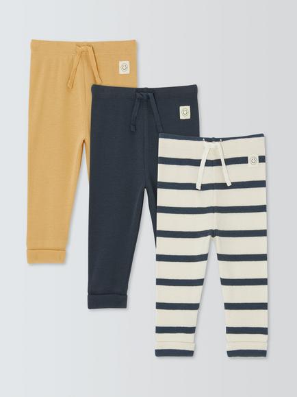 John Lewis Baby's Cotton Blend Leggings, Pack of 3, Yellow, Yellow