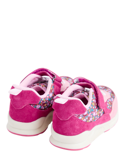 JoJo Maman Bébé Kids' Floral Lace-Up Trainers, Mulberry - view 2, Mulberry