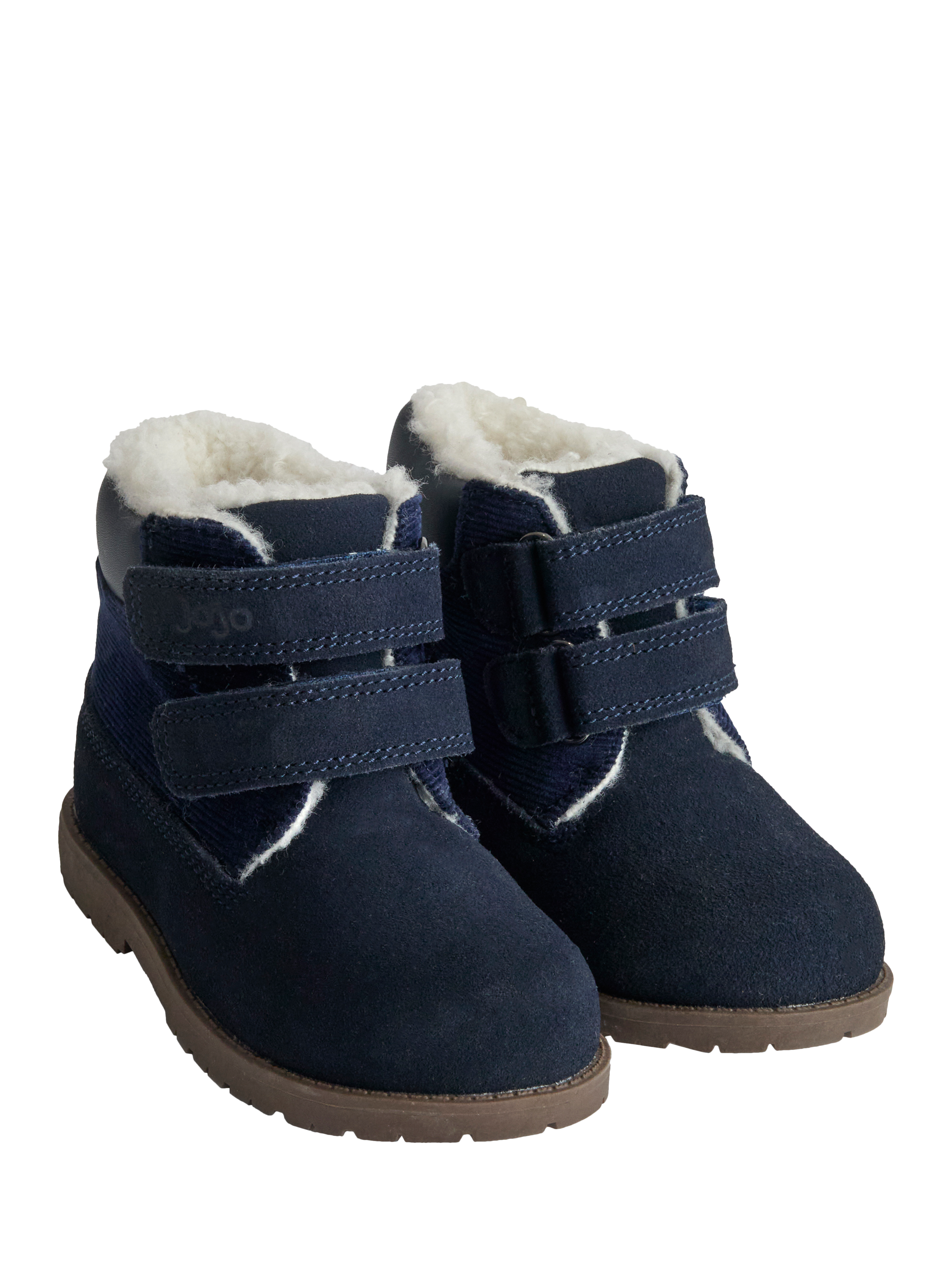 Product image 1 of 4, which shows JoJo Maman Bébé Cord Double Strap Boots, Navy, EU24
