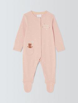 John Lewis Baby Little Sister Dot Sleepsuit, Pink, Pink