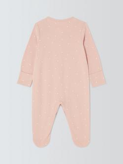 John Lewis Baby Little Sister Dot Sleepsuit, Pink - view 2, Pink