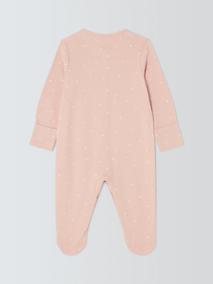 John Lewis Baby Little Sister Dot Sleepsuit, Pink - view 2, Pink