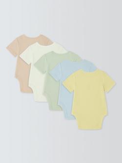 John Lewis Baby Ribbed Motif Bodysuits, Pack of 5, Natural - view 2, Natural
