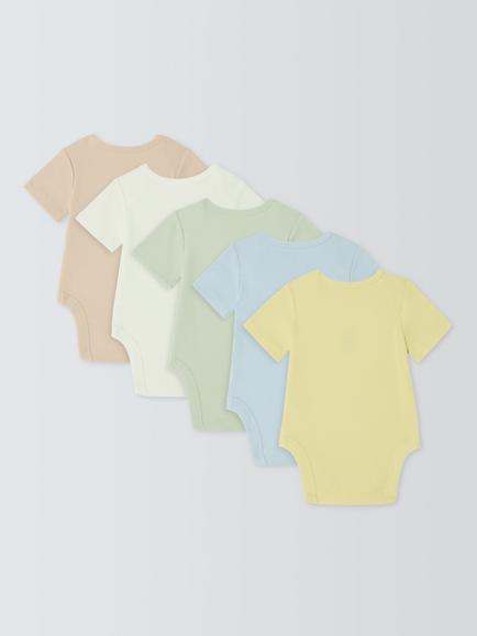 John Lewis Baby Ribbed Motif Bodysuits, Pack of 5, Natural - view 2, Natural