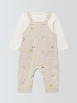 John Lewis Baby Teddy Bodysuit and Dungarees Set, Natural - view 2, Natural