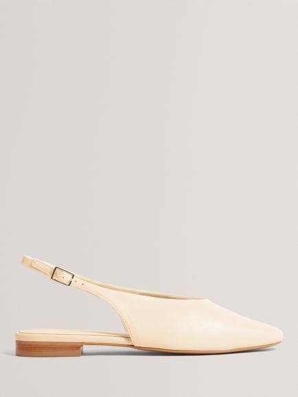 Ted Baker Arllie Leather Slingback Ballerina Pumps. Ivory, Ivory