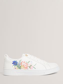 Ted Baker Kaila Floral Detail Lace Up Trainers, White, White