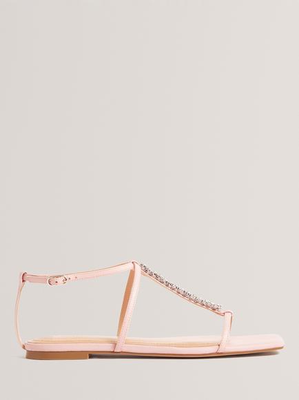 Ted Baker Laarisa Crystal T-Bar Sandals, Pink, Pink