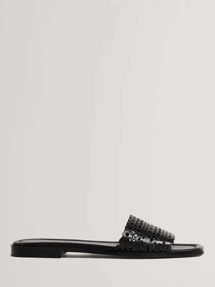Ted Baker Lainny Leather Cut Out Slider Sandals, Black, Black