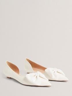 Ted Baker Soufiya Satin Bow Detail Kitten Heel Court Shoes, Ivory - view 2, Ivory