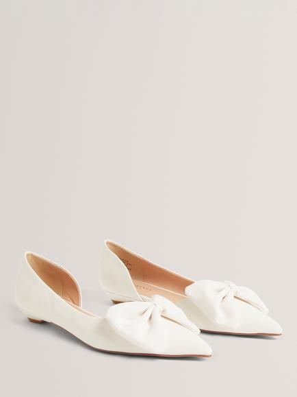 Ted Baker Soufiya Satin Bow Detail Kitten Heel Court Shoes, Ivory - view 2, Ivory