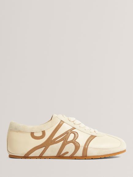 Ted Baker Tedison Leather & Suede Lace Up Trainers, Ivory, Ivory