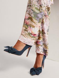 Ted Baker Laissy Bow Pointed Court Shoes, Navy - view 2, Navy