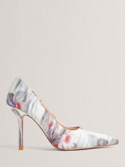 Ted Baker Liilia Floral Stiletto Heel Court Shoes, Pale Green/Multi, Pale Green/Multi