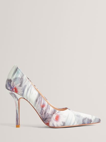 Ted Baker Liilia Floral Stiletto Heel Court Shoes, Pale Green/Multi, Pale Green/Multi