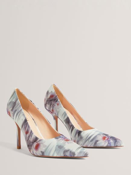 Ted Baker Liilia Floral Stiletto Heel Court Shoes, Pale Green/Multi - view 2, Pale Green/Multi