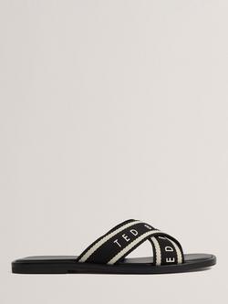 Ted Baker Ashika Cross Strap Logo Sandals, Black, Black