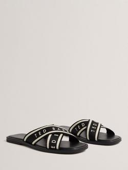 Ted Baker Ashika Cross Strap Logo Sandals, Black - view 2, Black
