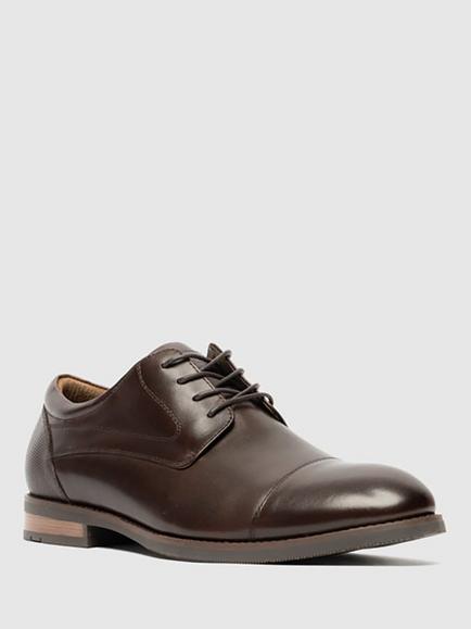 Rodd & Gunn Loburn Leather Derby Shoes - view 2, Chocolate