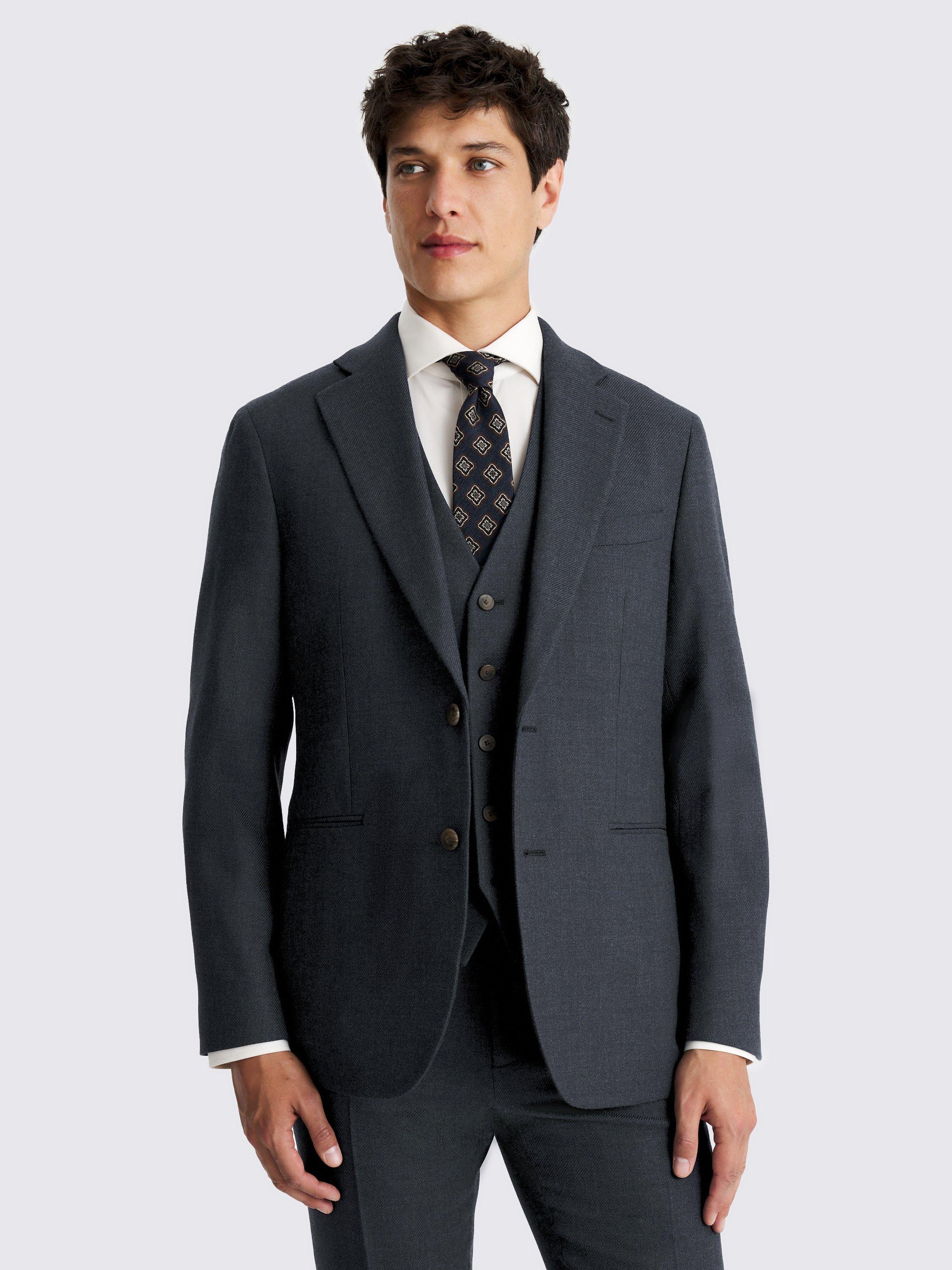 Product image 1 of 7, which shows Moss Tailored Fit Twill Wool Blend Suit Jacket, Blue, 36S