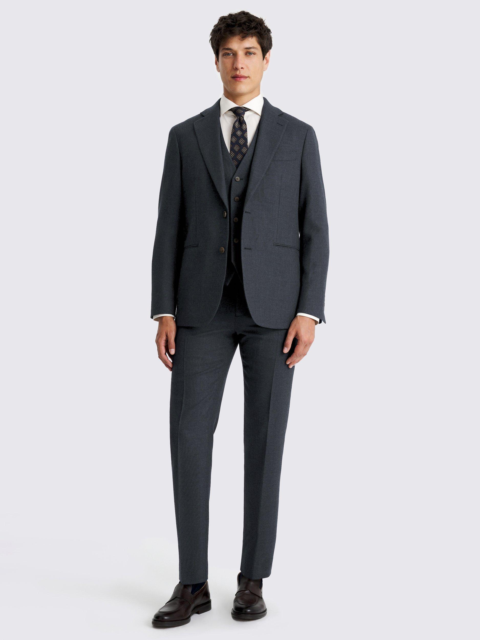 Product image 2 of 7, which shows Moss Tailored Fit Twill Wool Blend Suit Jacket, Blue, 36S