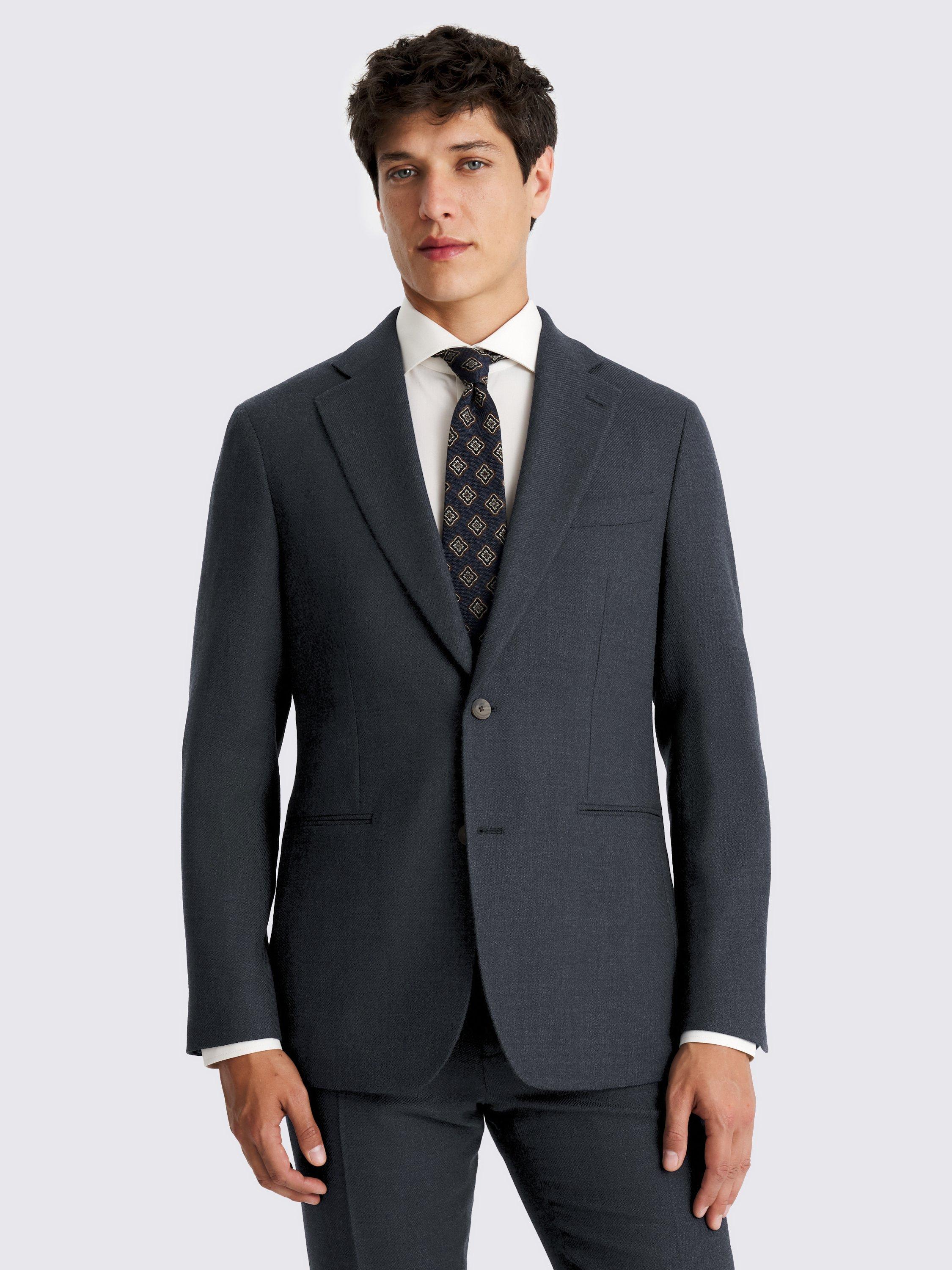 Product image 3 of 7, which shows Moss Tailored Fit Twill Wool Blend Suit Jacket, Blue, 36S