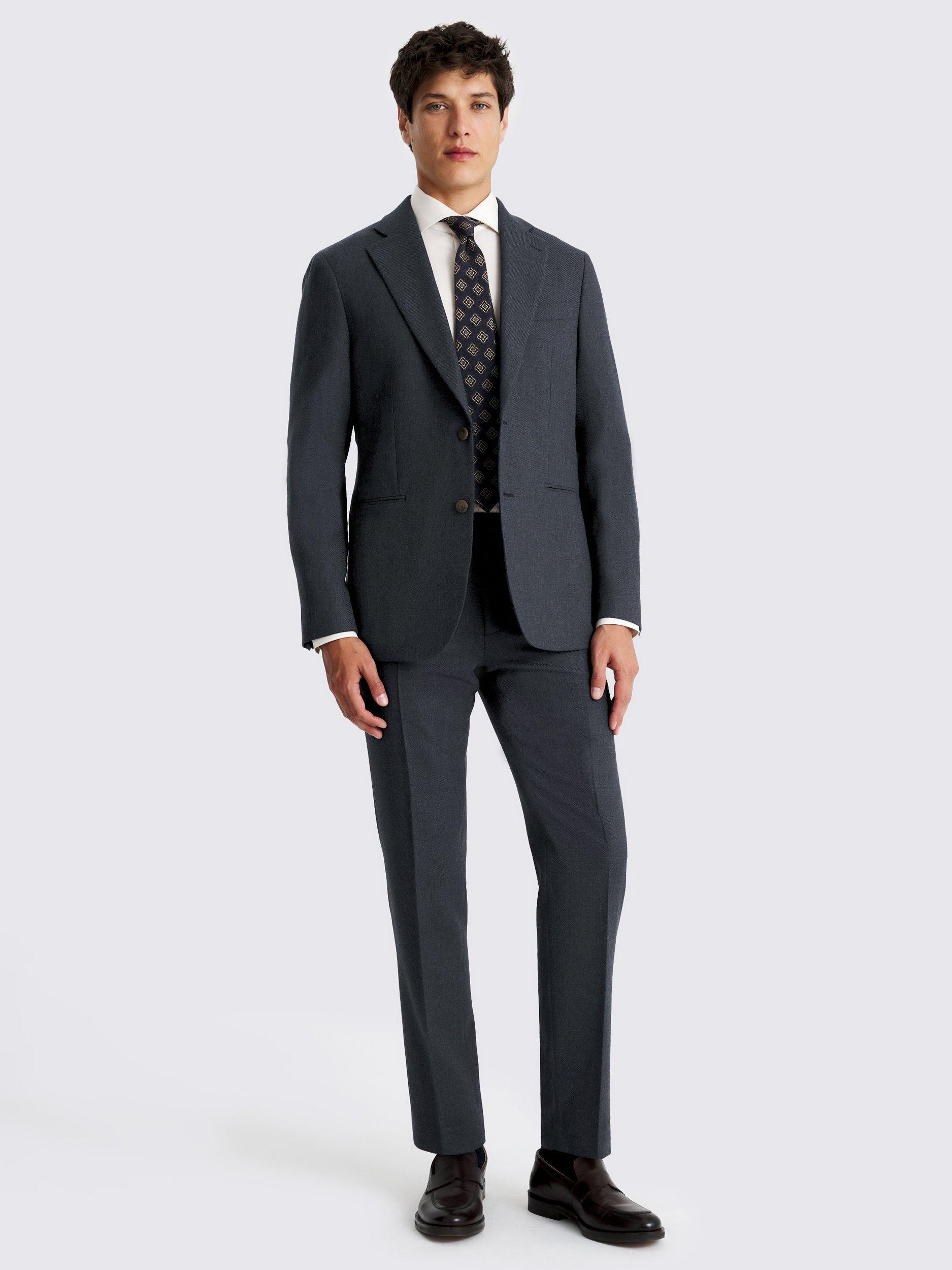 Product image 4 of 7, which shows Moss Tailored Fit Twill Wool Blend Suit Jacket, Blue, 36S