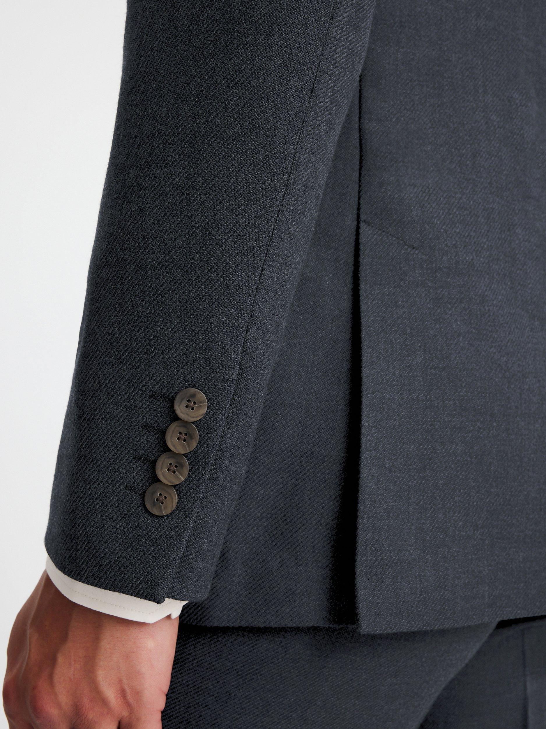 Product image 6 of 7, which shows Moss Tailored Fit Twill Wool Blend Suit Jacket, Blue, 36S