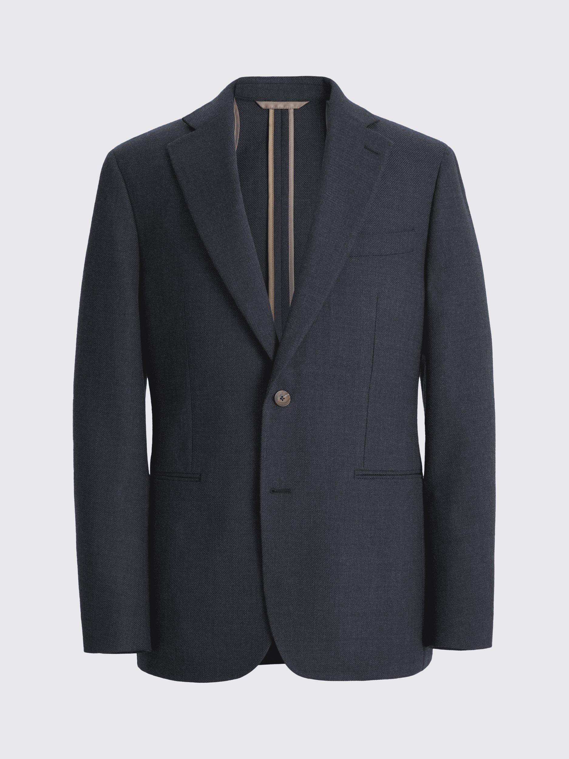 Product image 7 of 7, which shows Moss Tailored Fit Twill Wool Blend Suit Jacket, Blue, 36S