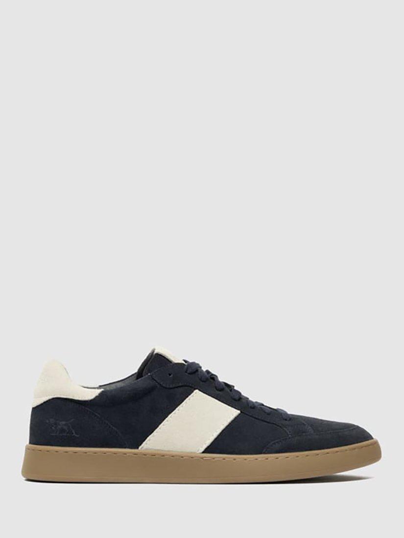 Product image 1 of 11, which shows Rodd & Gunn Saxon Lace Up Suede Trainers, Navy/Stone, 6