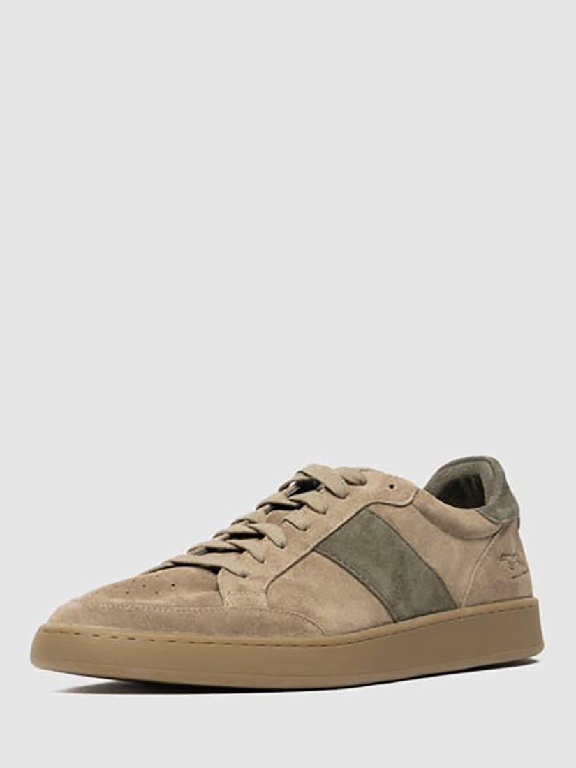 Product image 10 of 10, which shows Rodd & Gunn Saxon Lace Up Suede Trainers, Stone/Olive, 6