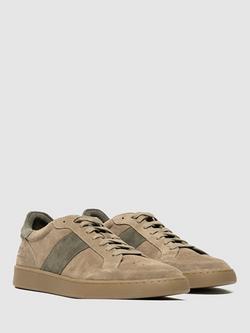 Rodd & Gunn Saxon Lace Up Suede Trainers - view 2, Stone/Olive