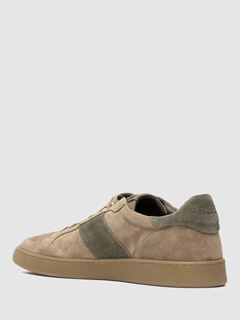 Product image 4 of 10, which shows Rodd & Gunn Saxon Lace Up Suede Trainers, Stone/Olive, 6