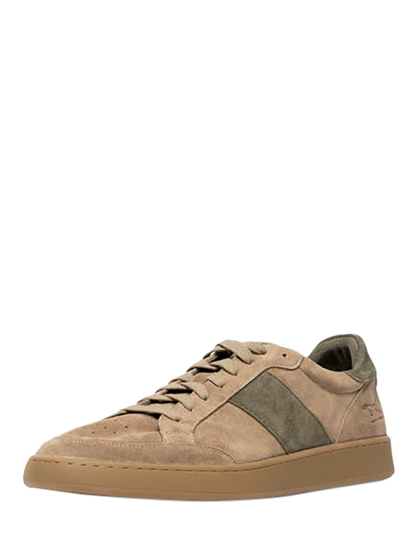 Product image 9 of 10, which shows Rodd & Gunn Saxon Lace Up Suede Trainers, Stone/Olive, 6