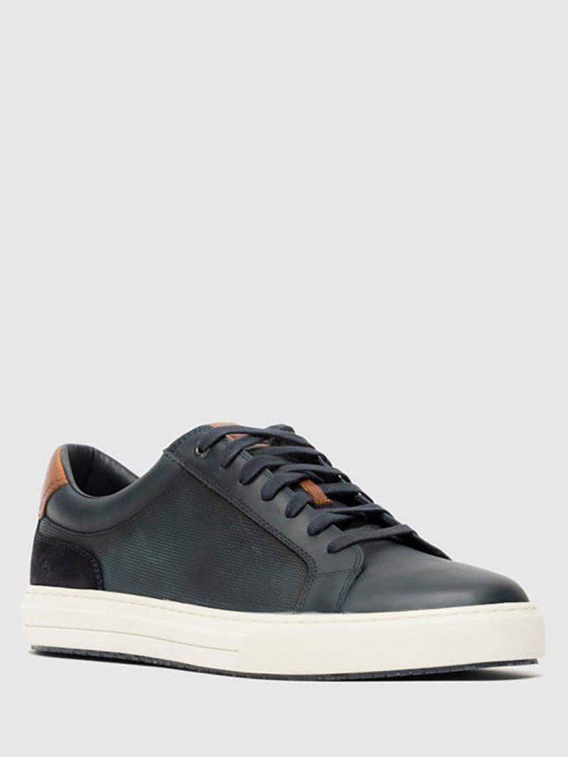 Product image 2 of 10, which shows Rodd & Gunn Transit Leather Lace Up Trainers, Sea, 6