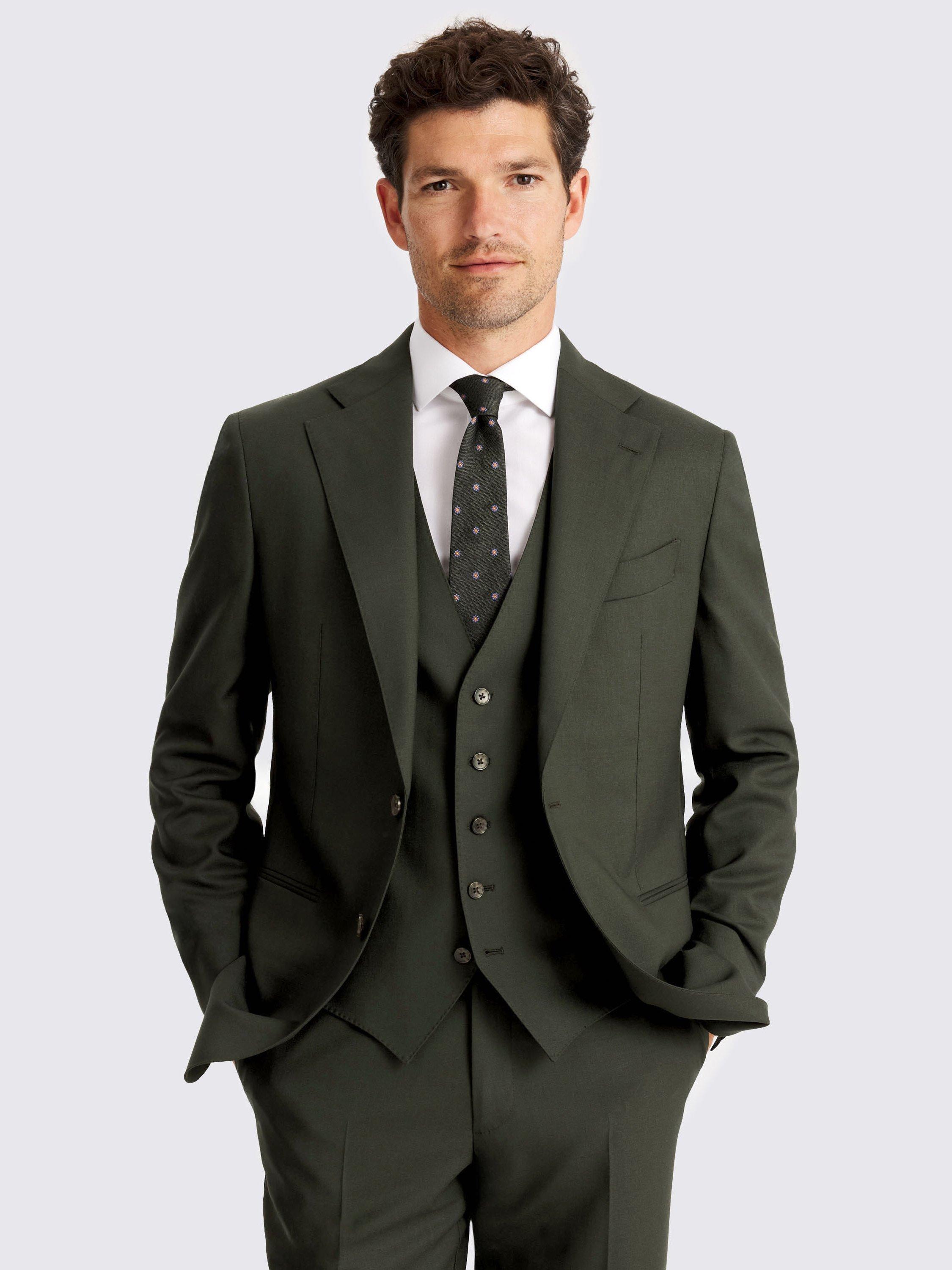 Product image 1 of 7, which shows Moss Moss x Barberis Wool Tailored Double Vented Blazer, Dark Green, 36S