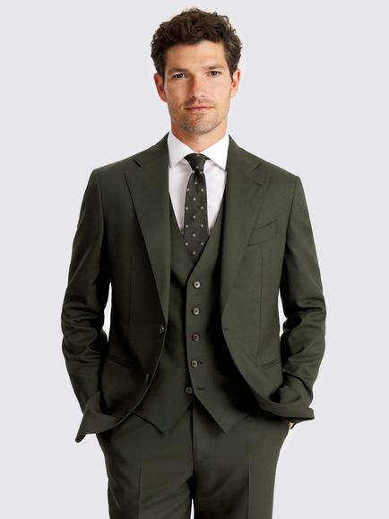 Moss Moss x Barberis Wool Tailored Double Vented Blazer, Dark Green