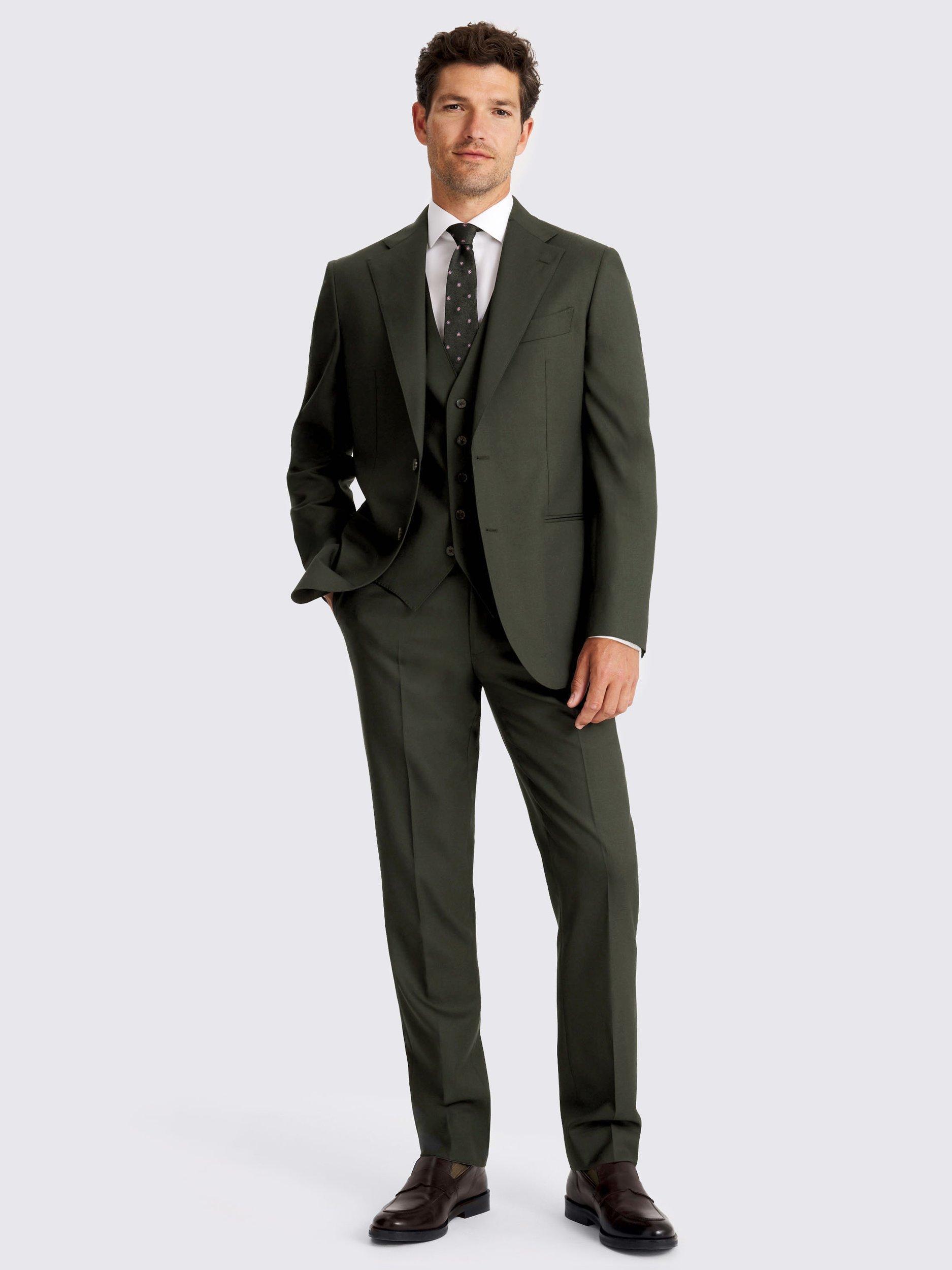 Product image 2 of 7, which shows Moss Moss x Barberis Wool Tailored Double Vented Blazer, Dark Green, 36S