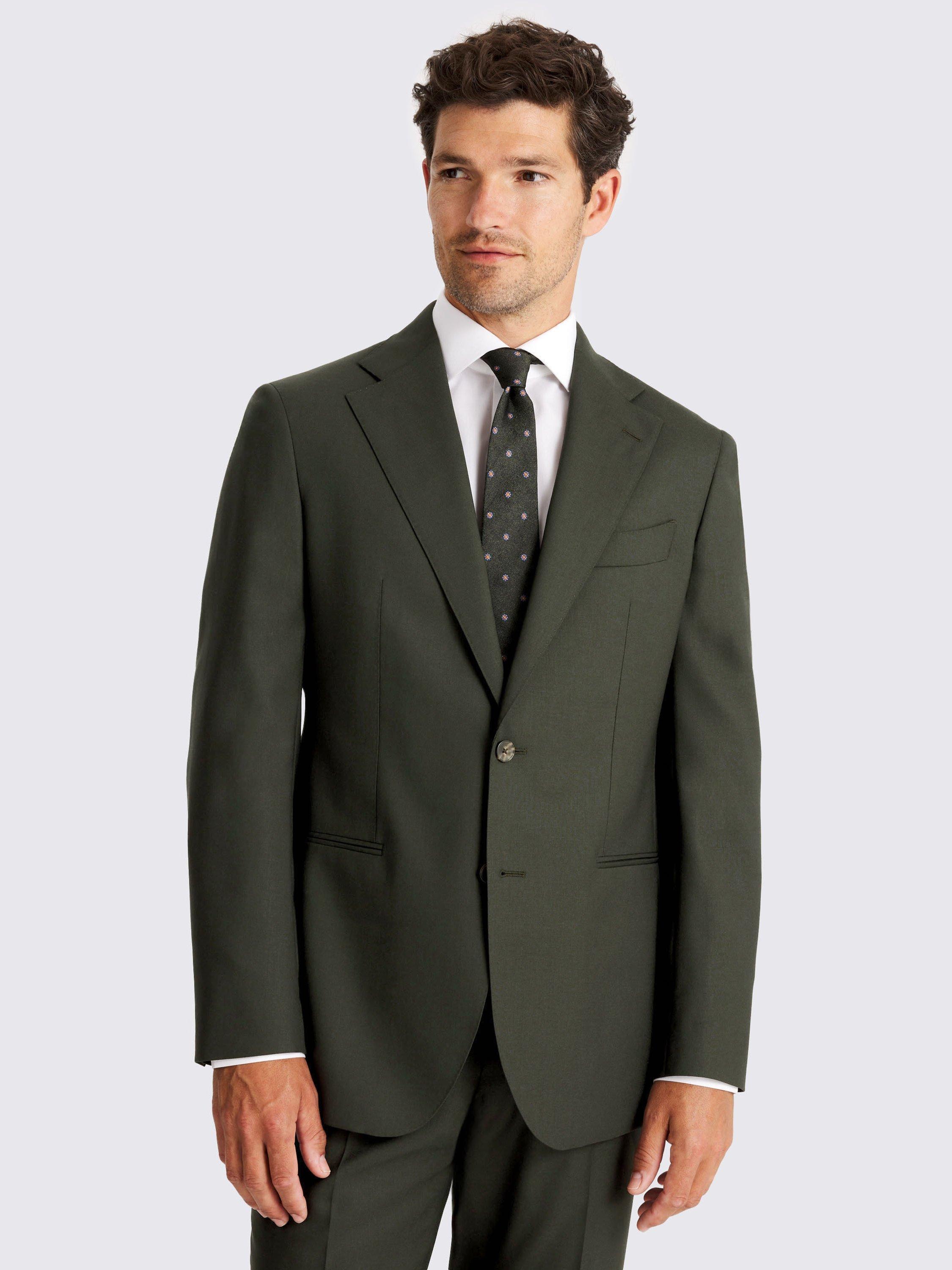 Product image 3 of 7, which shows Moss Moss x Barberis Wool Tailored Double Vented Blazer, Dark Green, 36S