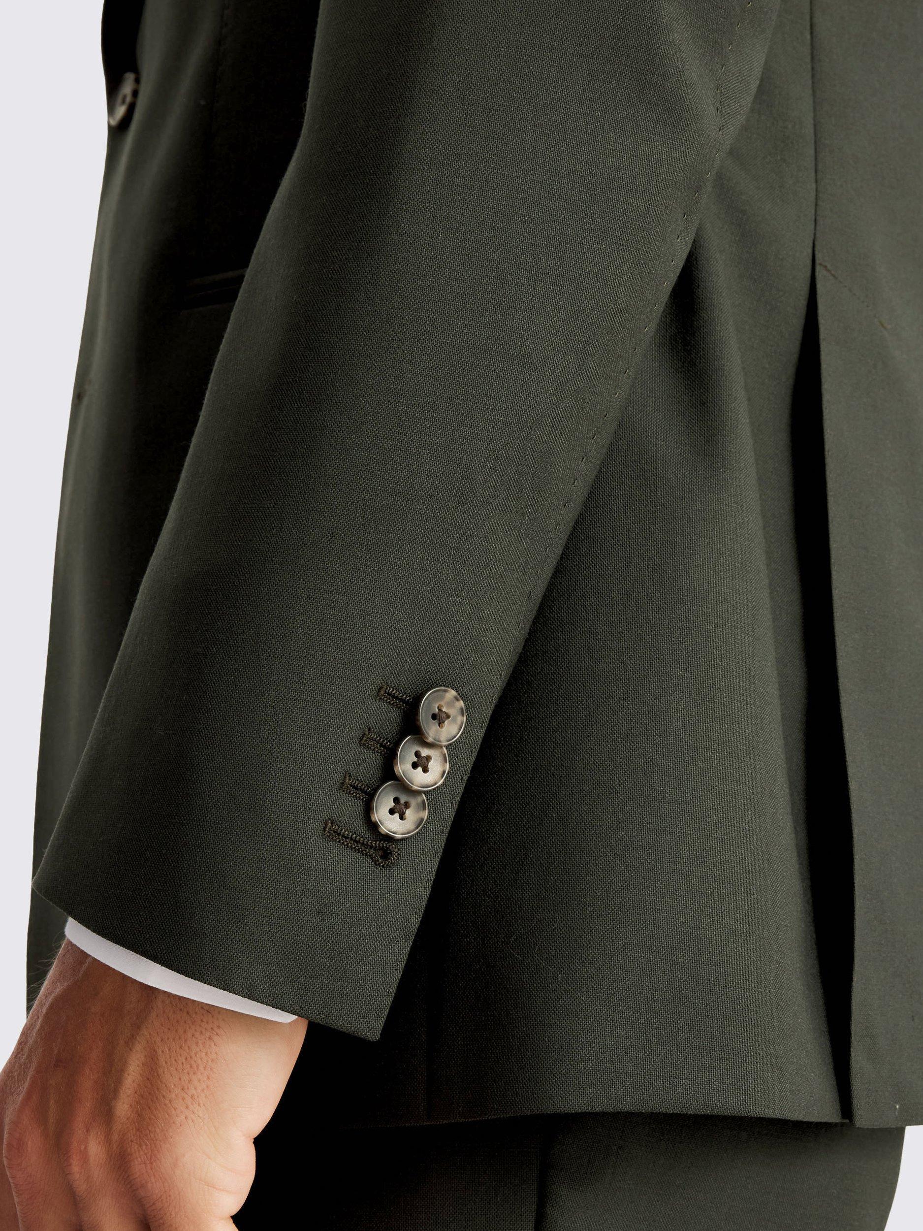 Product image 6 of 7, which shows Moss Moss x Barberis Wool Tailored Double Vented Blazer, Dark Green, 36S