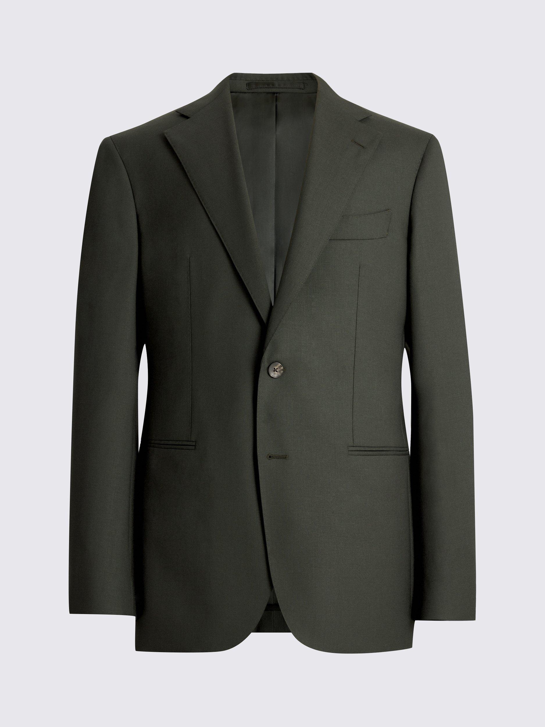 Product image 7 of 7, which shows Moss Moss x Barberis Wool Tailored Double Vented Blazer, Dark Green, 36S