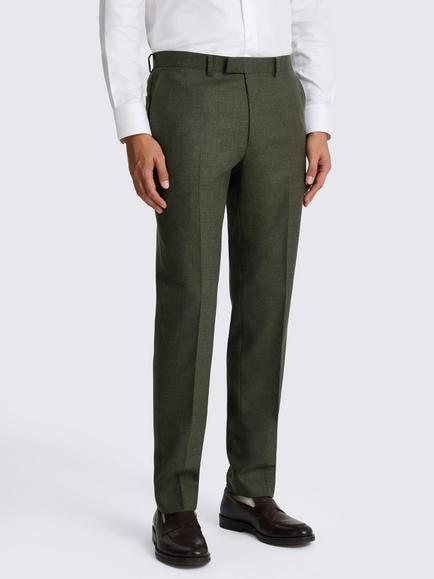 Moss Tailored Fit Wool Blend Performance Suit Trousers, Army Green